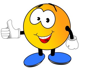 Yellow emoji smiling while brandishing a thumbs up.